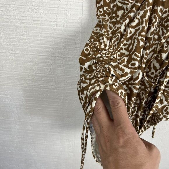 Diane Von Furstenberg Swimsuit S Girls Brown Print One Piece V Neck Swim Summer - Picture 5 of 6